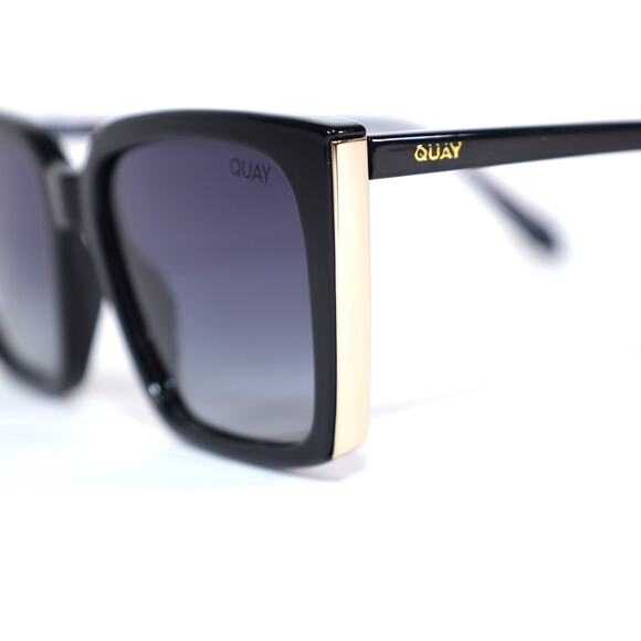 Quay Australia FRONT COVER Square Polarized Sunglasses - Black / Smoke - NWT - Picture 6 of 10